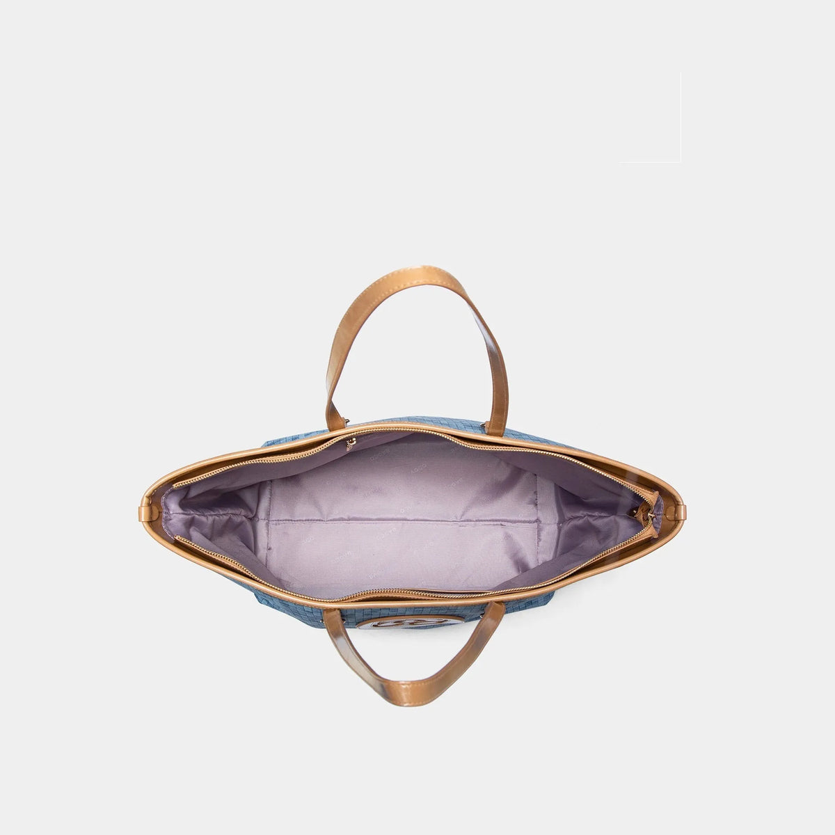 Woven light luxury women's hand-carrying bag in blue PVC, 52x31.5x20cm, for daily commuting and travel