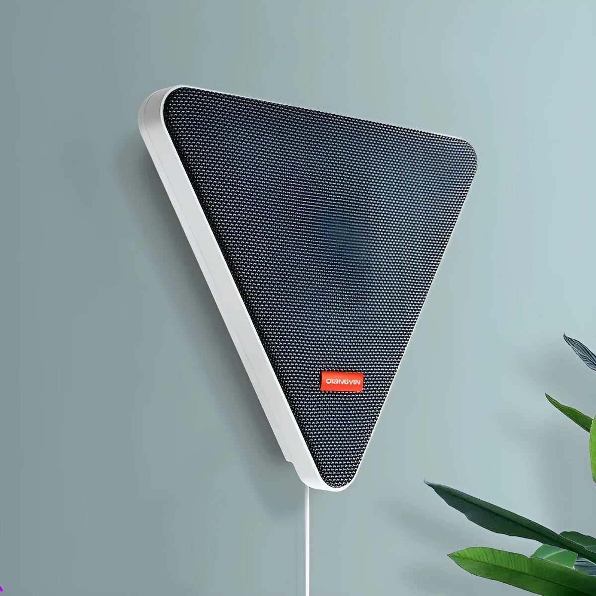 Wall mounted Bluetooth speaker with ABS cabinet in black, dimensions 238x238x45mm, includes remote control and wall-mounted accessories