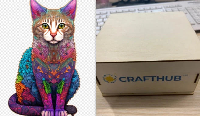 Animal Puzzle Craft Hub A3 Size Wooden Box for puzzle storage and display