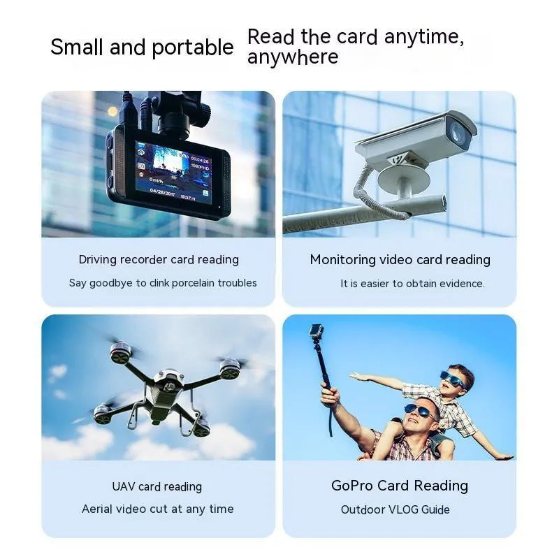 Multi-function card reader with SD TF Type-C conversion USB3.0 aluminium alloy housing for computer use