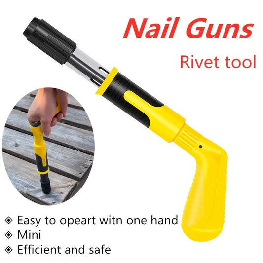 Manual steel nail gun with non-slip rubber grips for precise and quiet fastening