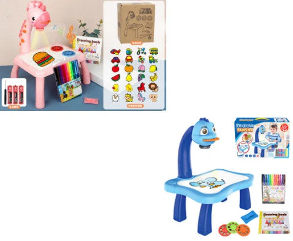 Children's magnetic projection drawing board with music function in blue and pink