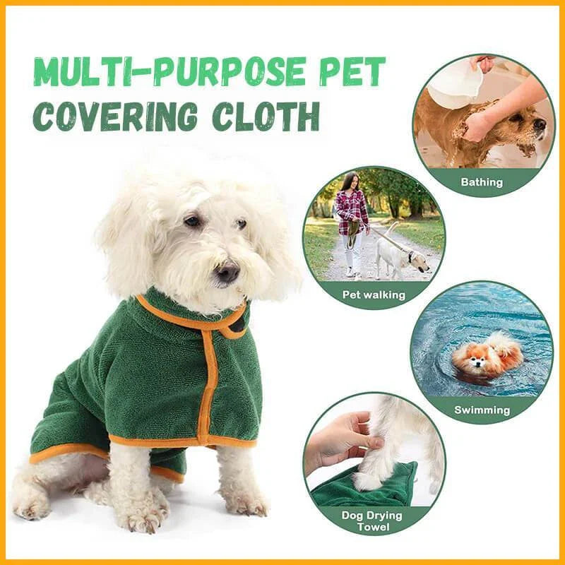 Absorbent pet bathrobe with waist-wrapped microfiber for fast drying, available in multiple colors and sizes