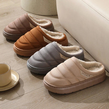 Cozy plush winter slippers in a variety of colors, featuring suede uppers and plush lining for exceptional indoor comfort and warmth.