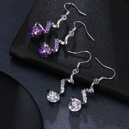 Purple Zircon Spiral Ear Hook Earrings for Women - Geometric Design