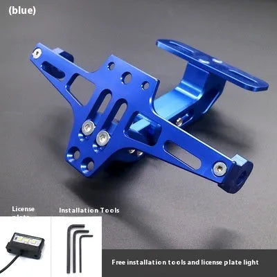 Aluminium alloy adjustable license plate holder bracket with light in silver finish