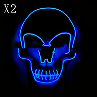 LED illuminated skull Halloween mask with adjustable strap and multiple light settings
