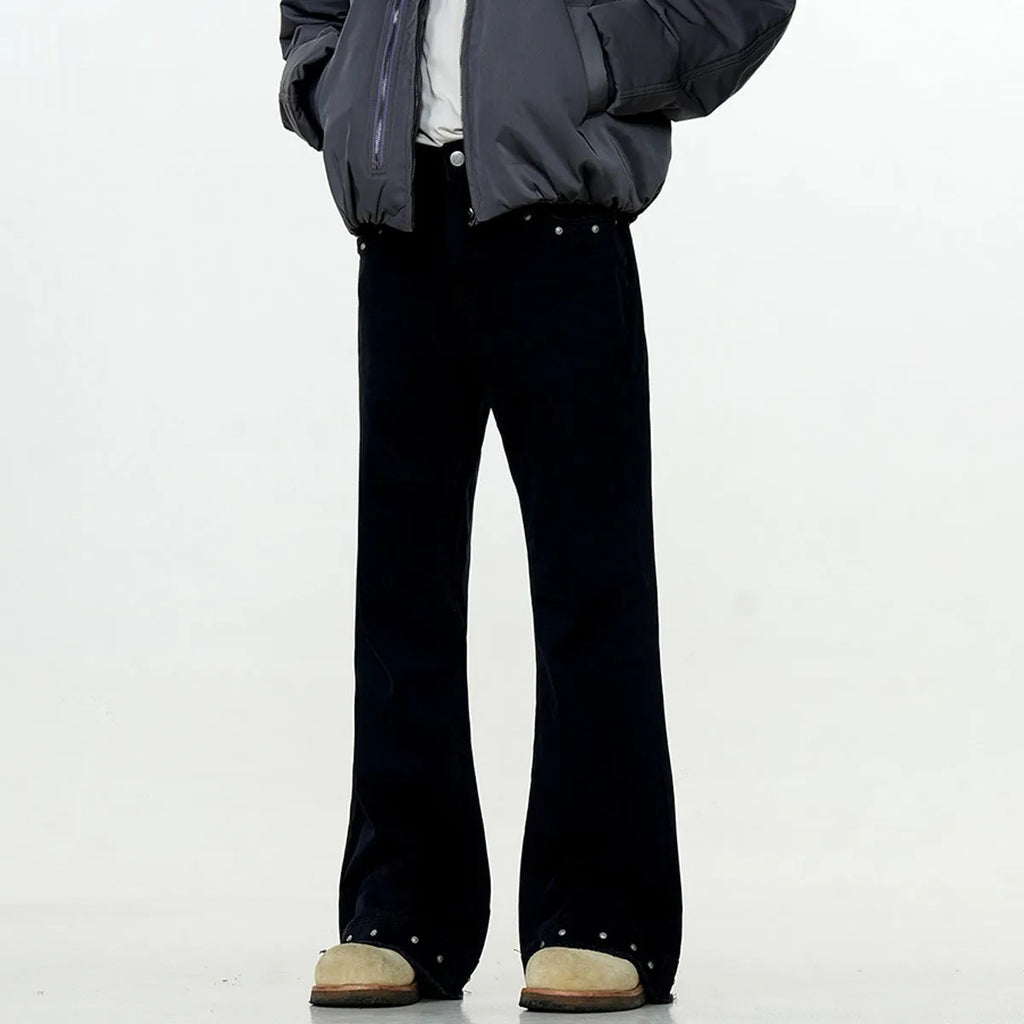 American retro skinny jeans in black and grey green, straight leg with mid waist and zip fly.