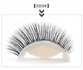 Five glue-free self-adhesive false eyelashes in natural long style with chemical fibre, shown on a tray