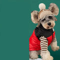 Thick warm down vest for dogs in black, showing side view, sizes S to XXL