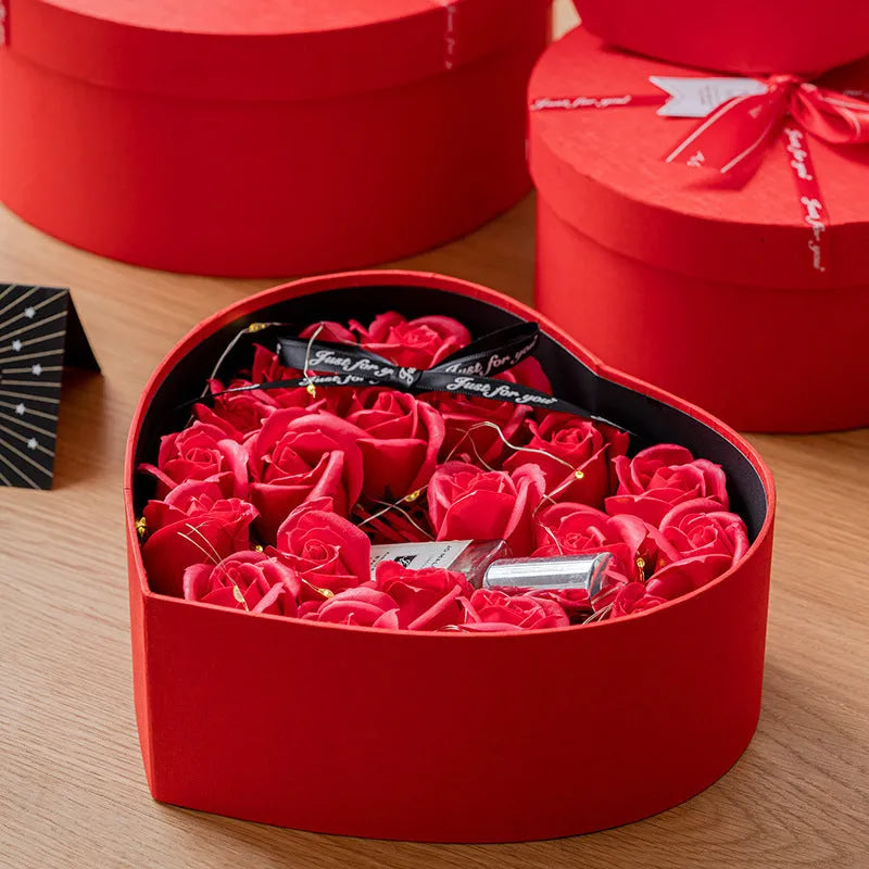 Red love engagement proposal large flower ceremony sense Qixi packing box with greeting card