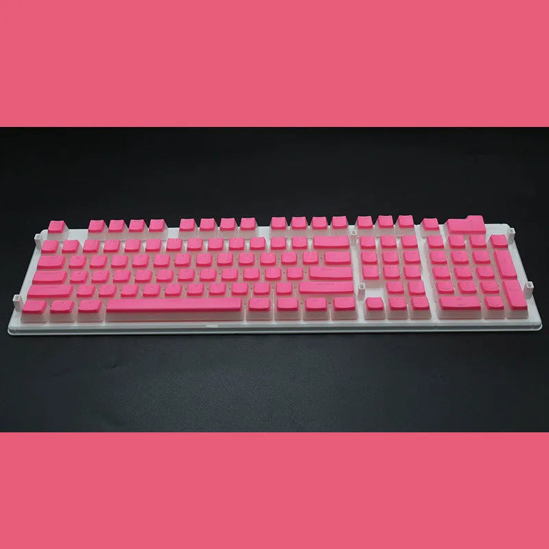 Set of 108 PBT keycaps with double-skin pudding cream design in various colours for mechanical keyboards.