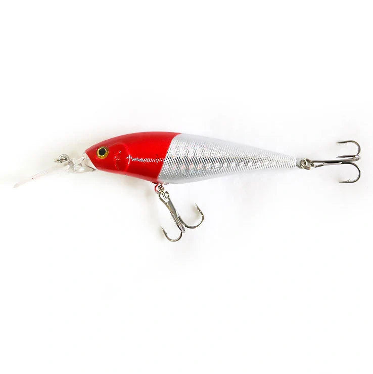 Bionic fishing lure showing 11cm length with detailed colour pattern on ABS plastic body