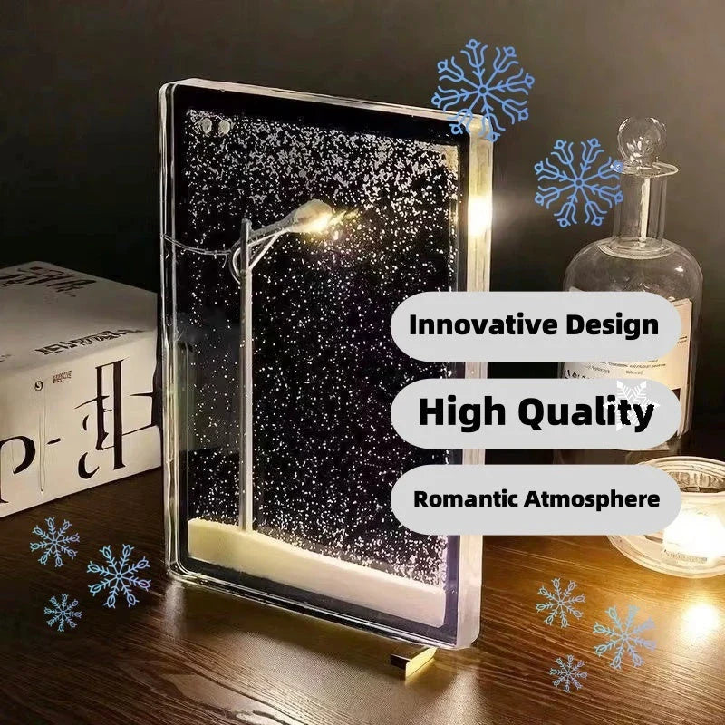 Enchanting snowy night light with LED lighting, perfect for DIY Christmas decor and personalized holiday gifts