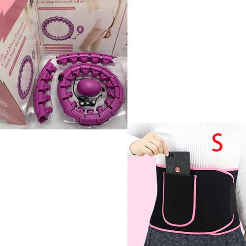 Magic Smart Hoop - Adjustable fitness hoop with massage features in pink, blue, and purple