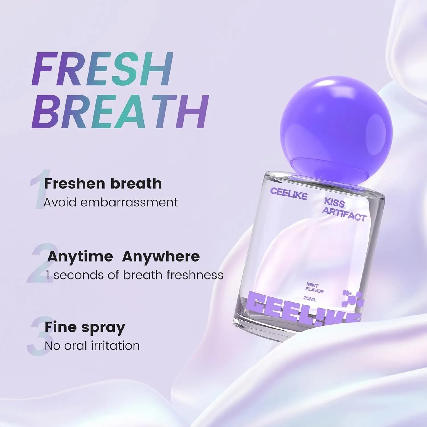 20ml portable oral spray bottle with probiotics for mouth and throat hydration