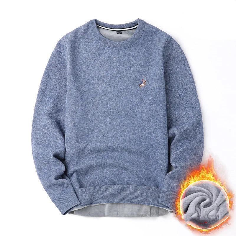 Men's navy blue plus velvet thickening sweater for autumn and winter