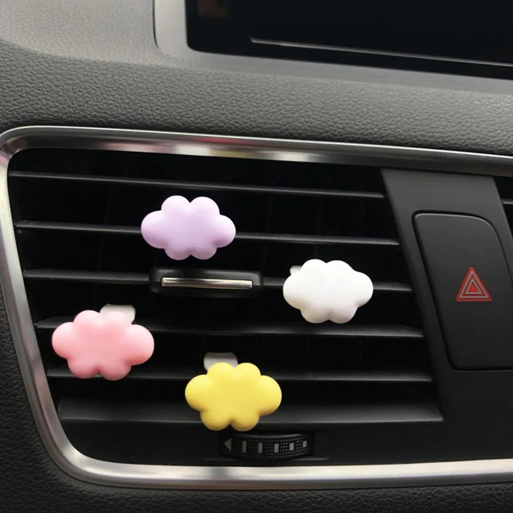 Baiyun cartoon resin car air vent fragrance clip in six colour options.