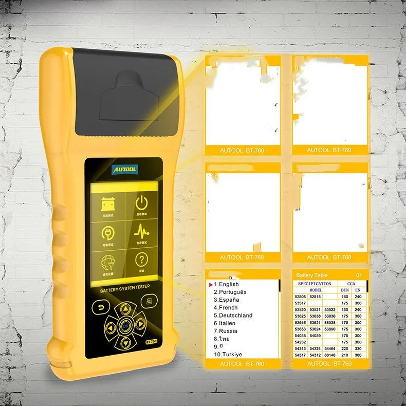 Autool BT760 vehicle battery tester with colour screen and battery connection clips