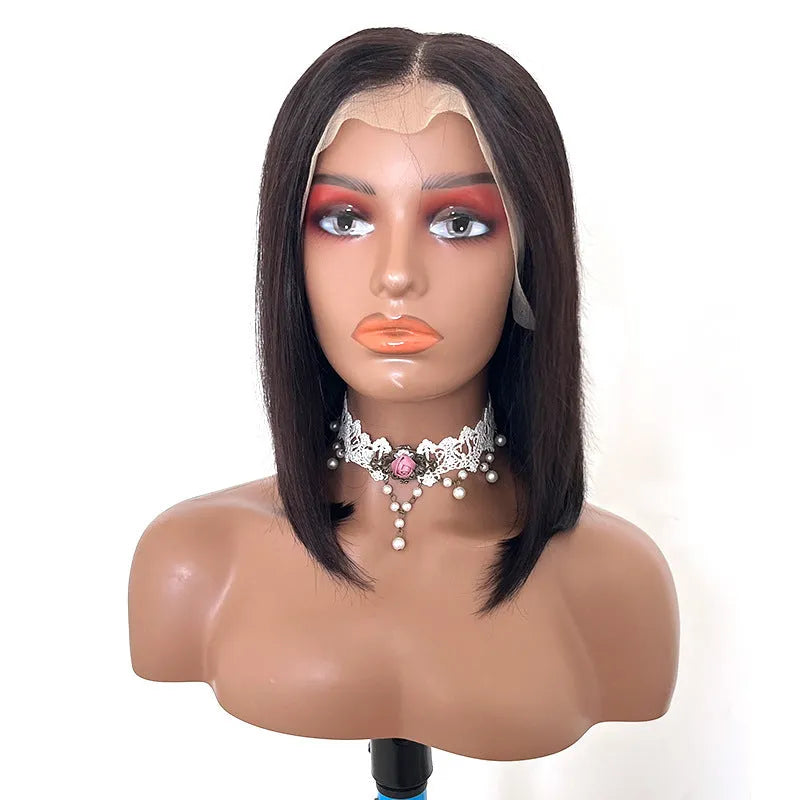 Real human hair silk wig in 1B colour for ladies, available 8 to 16 inches