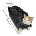 Black cat bath bag for grooming and veterinary care with folding capability