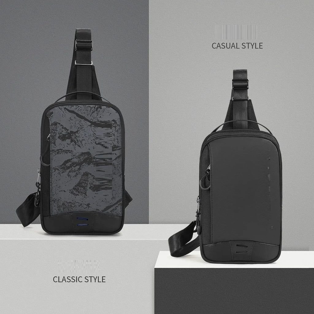 Casual black TPU camouflage chest bag with waterproof function and single shoulder strap