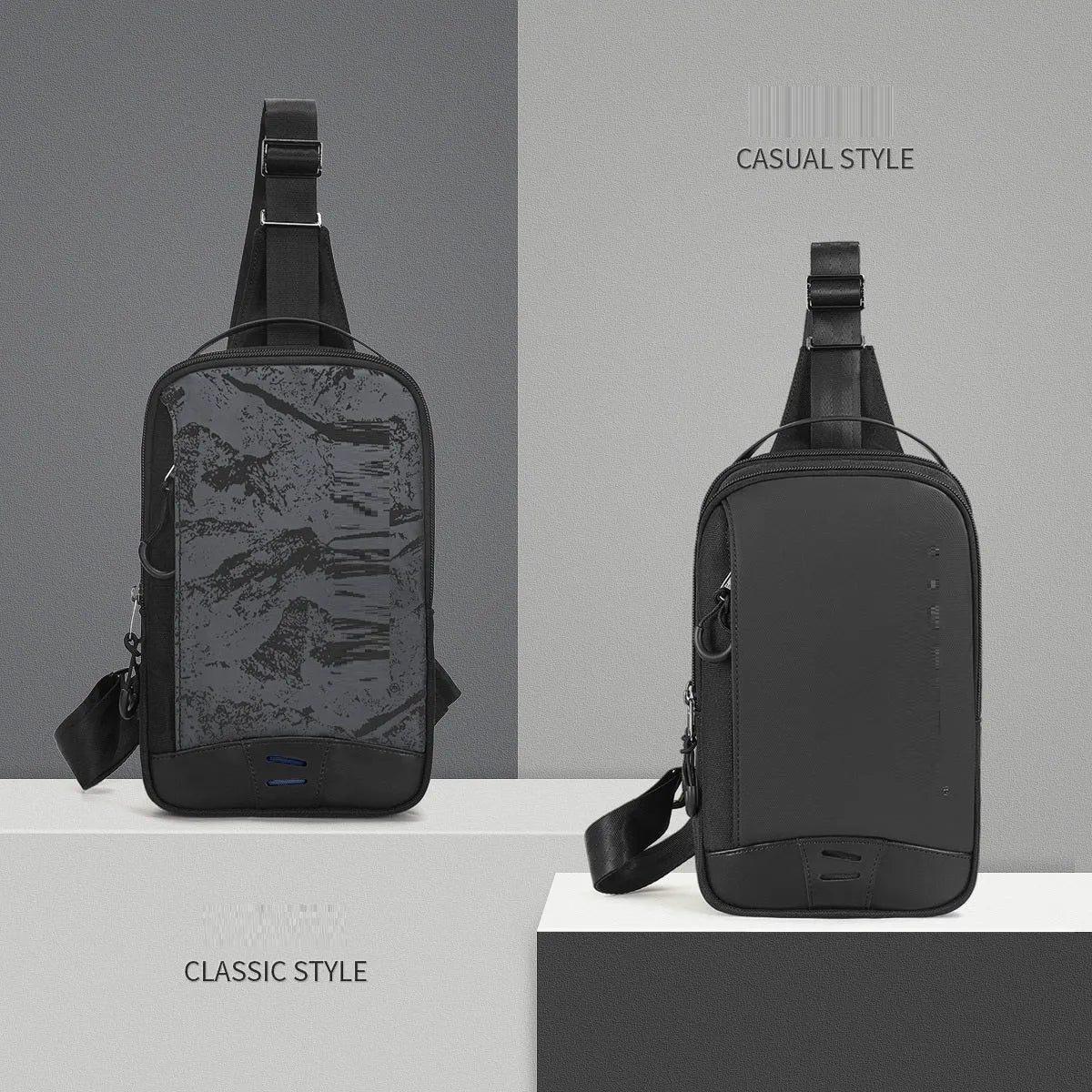 Casual black TPU camouflage chest bag with waterproof function and single shoulder strap