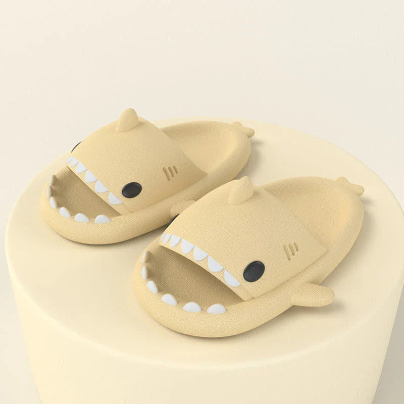 Cozy Shark Slippers with cartoon shark design, waterproof and anti-slip sole, and premium EVA material for comfort