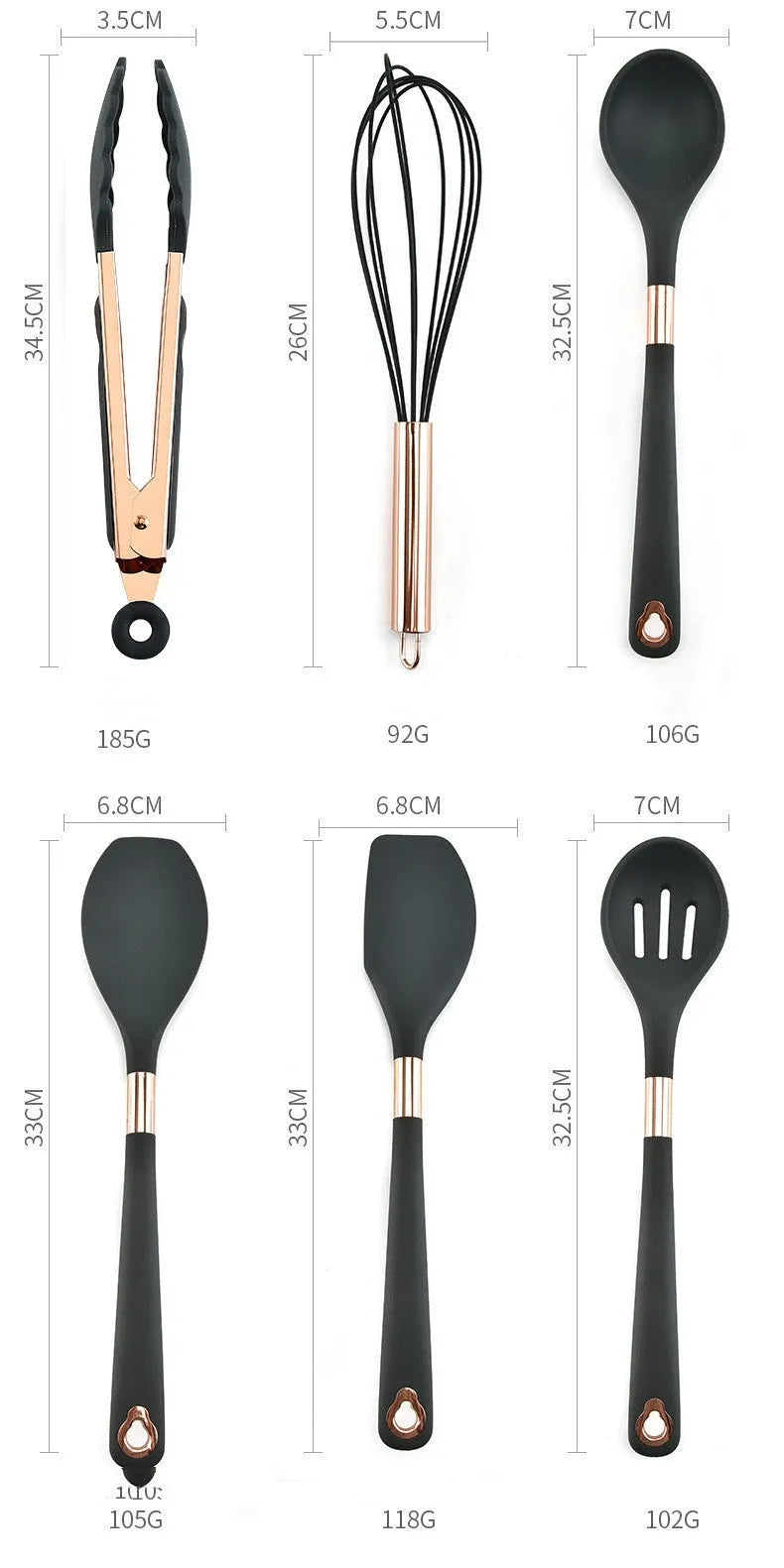 13-piece silicone kitchenware set in dark grey with storage bucket on kitchen countertop