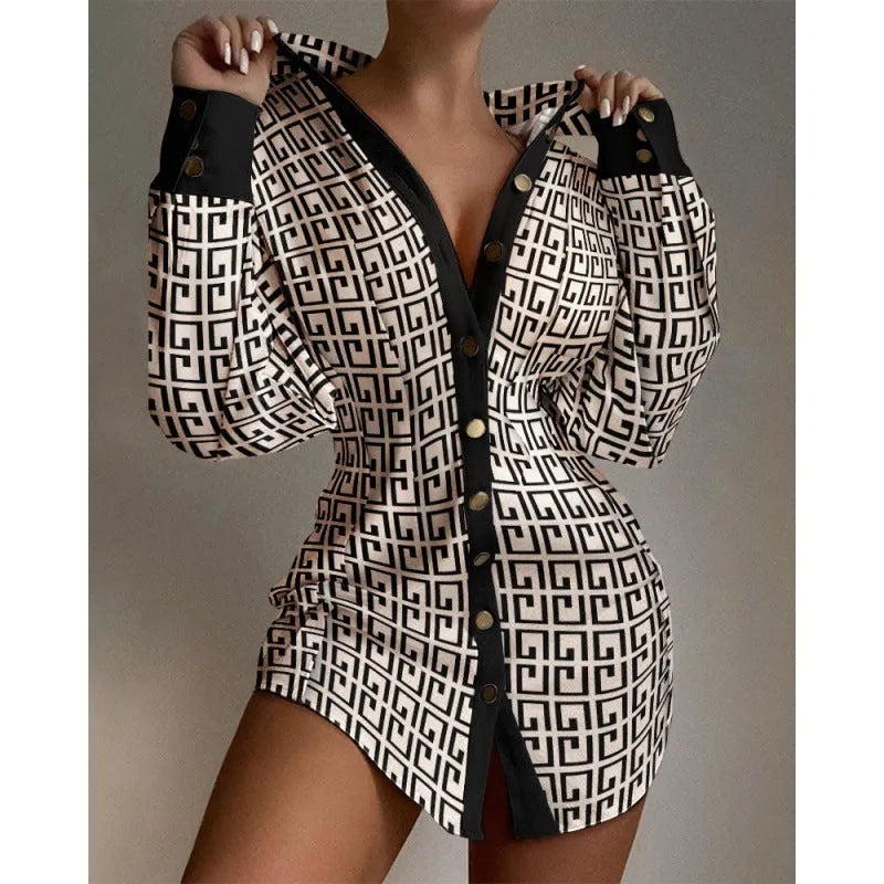 Women's waist-control shirt with decorative fasteners in matel silk fabric, art retro Hong Kong style
