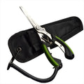 Medium straight mouth multifunctional fishing pliers with hook feature and nylon carrying strap