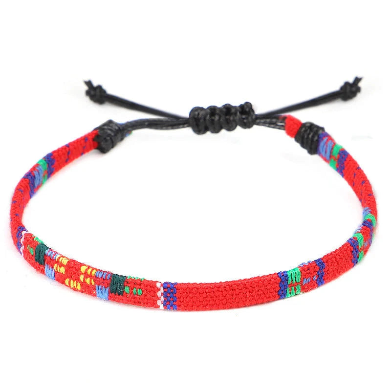Hand woven rainbow colour bohemian style anklet for men and women
