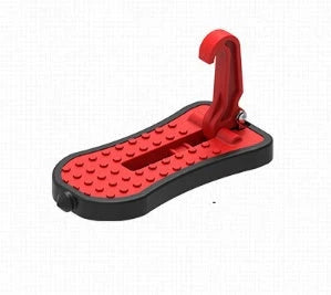 Universal car foot assist pedal in aluminium alloy, available in silver, black, red, and green.