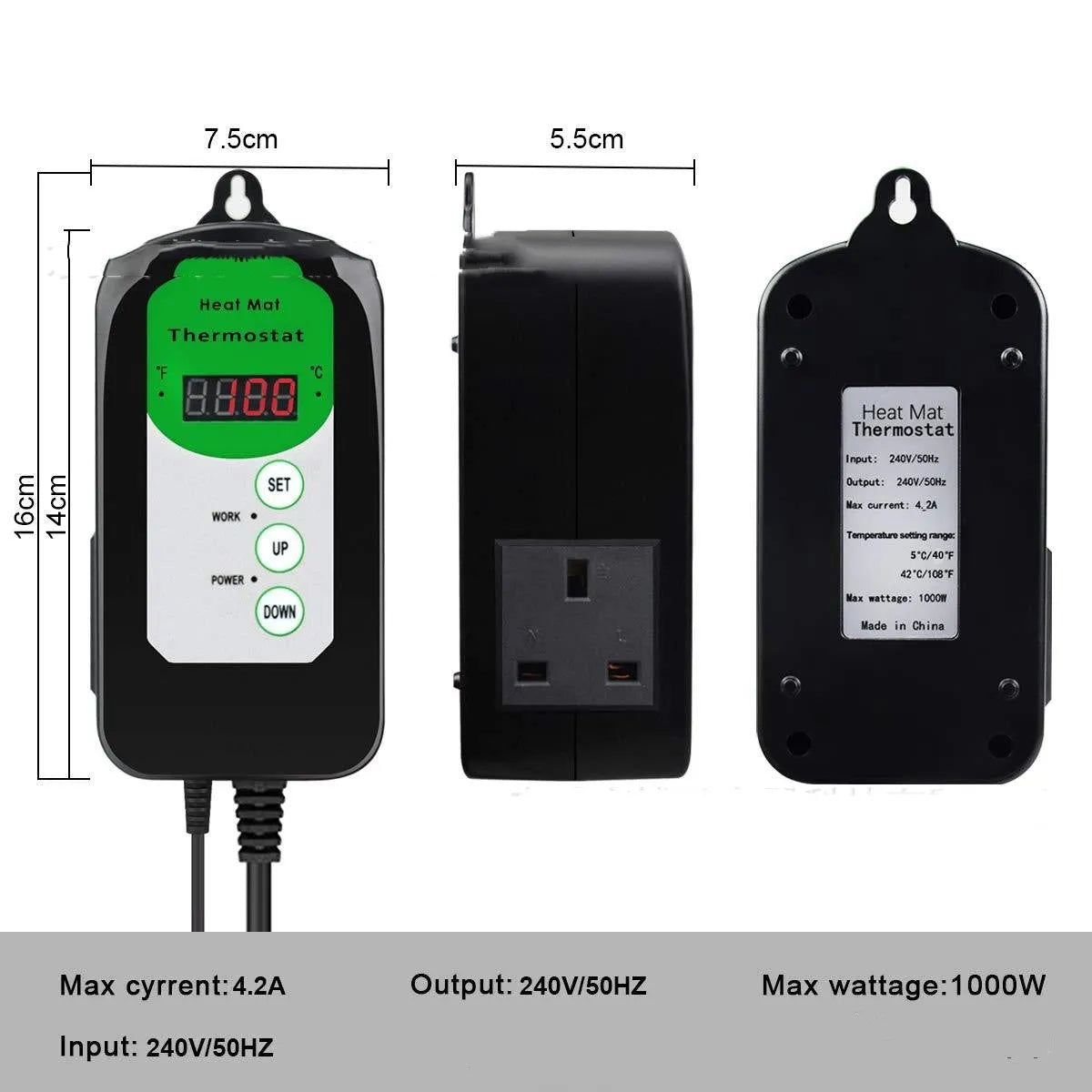 BH1912020 digital temperature controller with LCD display showing temperature readings