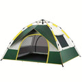 Dark green silver glue automatic quick-open camping tent for 3-4 people, shown erected outdoors.