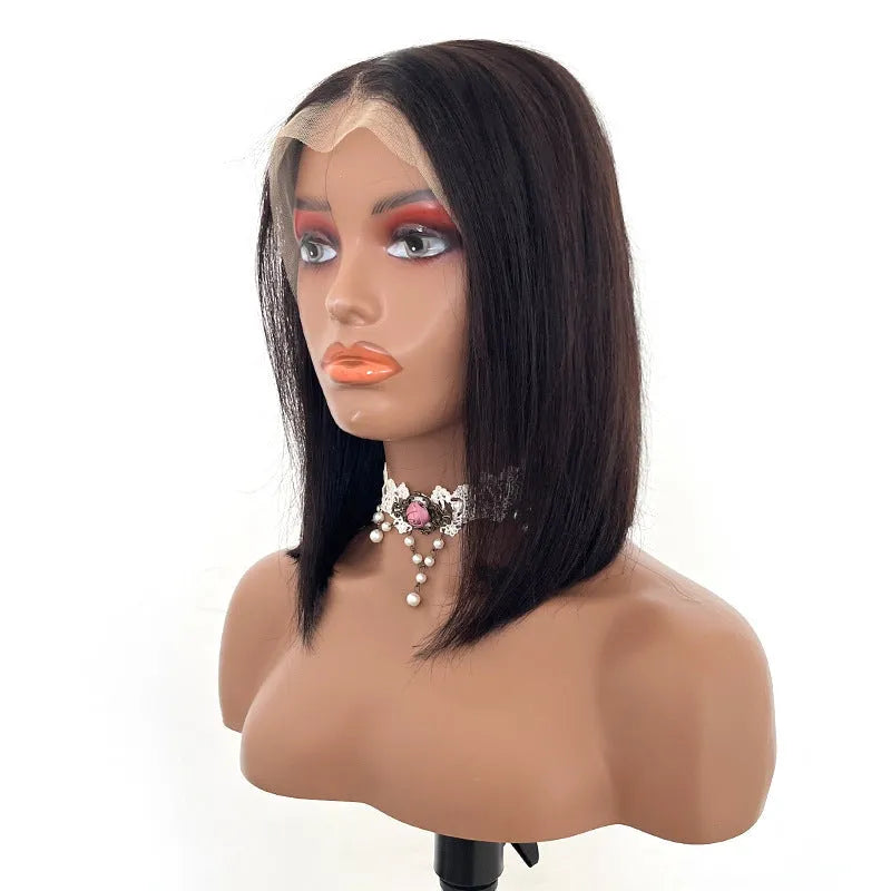 Real human hair silk wig in 1B colour for ladies, available 8 to 16 inches