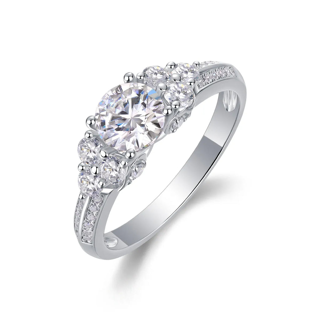 Coral Dream wedding ring set with 1 carat moissanite in S925 silver with platinum plating