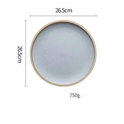 Matte ceramic plate set with sesame point glaze, microwave and dishwasher safe