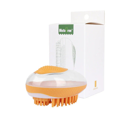 2-in-1 Pet Grooming Brush with Soft Silicone Bristles for Bathing and Massage