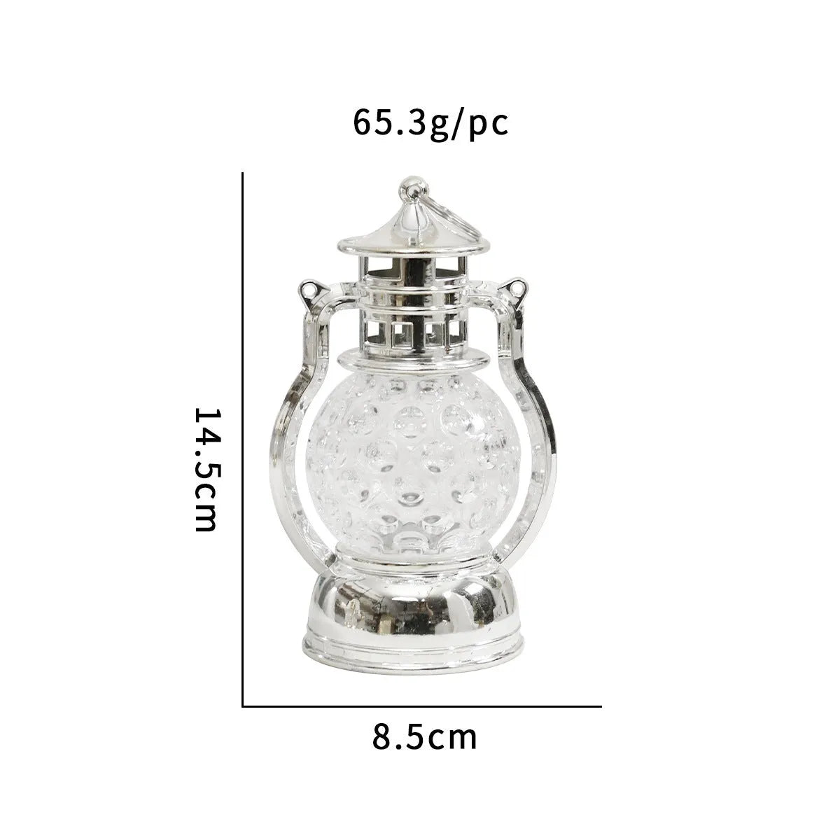 Creative retro-style oil lamp LED night light in gold or silver finish on a dark surface
