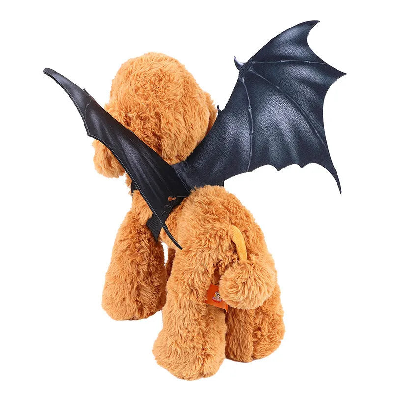 Black cloth bat wings Halloween costume for a cat or dog on a mannequin