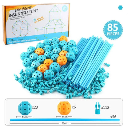 Kids DIY 3D Construction Fort Building Kit with sticks and balls for creative play