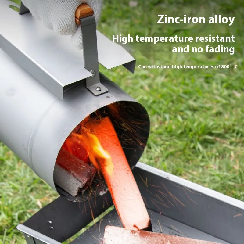 Zinc-iron alloy outdoor barbecue charcoal fire bucket with carbon barrel style.