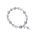 Handmade opal amethyst crystal bracelet with a cute moon shape charm.