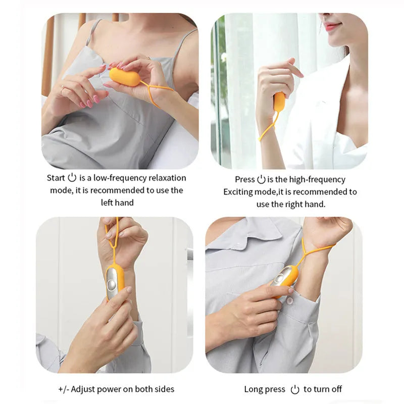 Handheld micro-current sleep aid device with round button and USB charging port