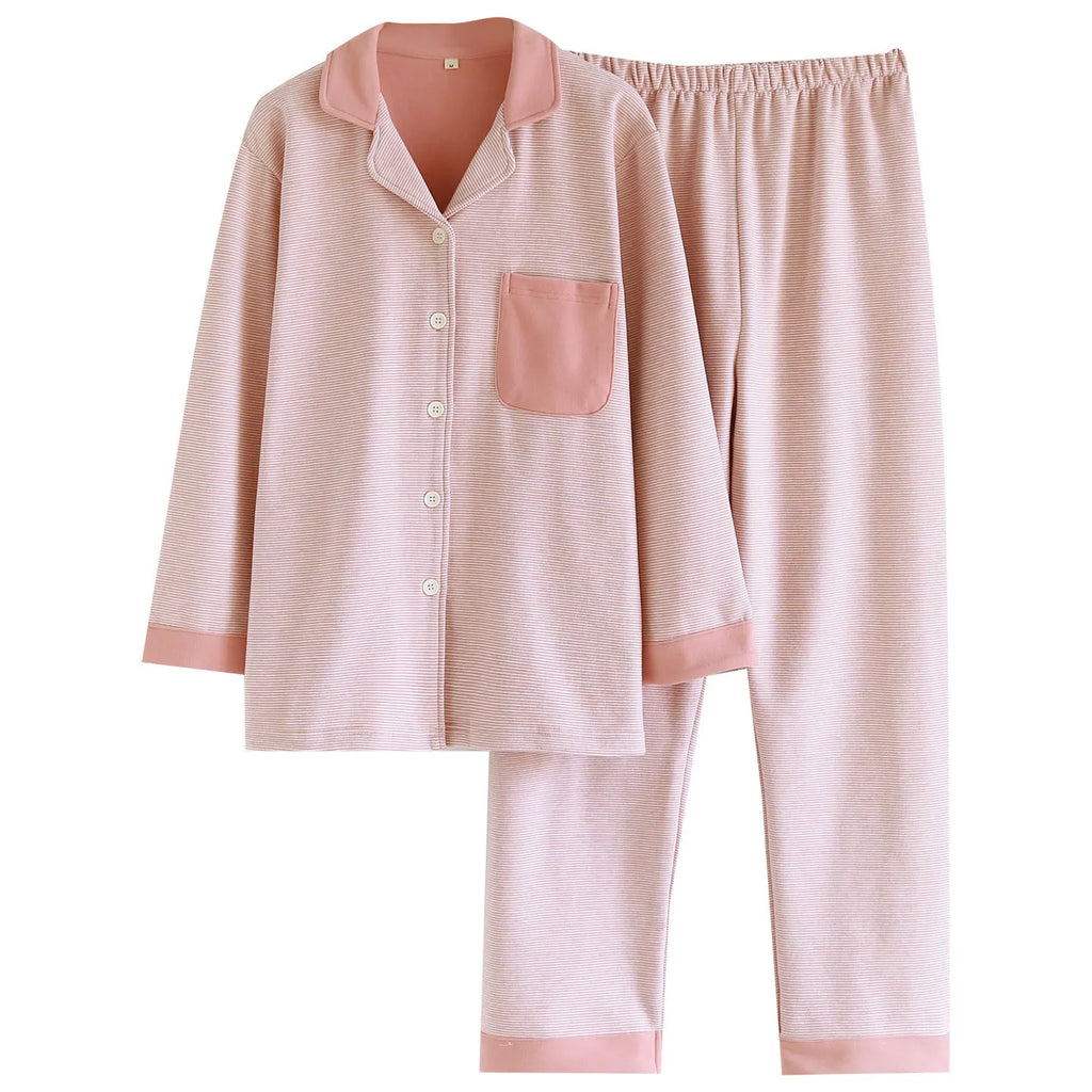 Simple casual loose long-sleeve pants homewear set in spandex for women, available in multiple colours and sizes