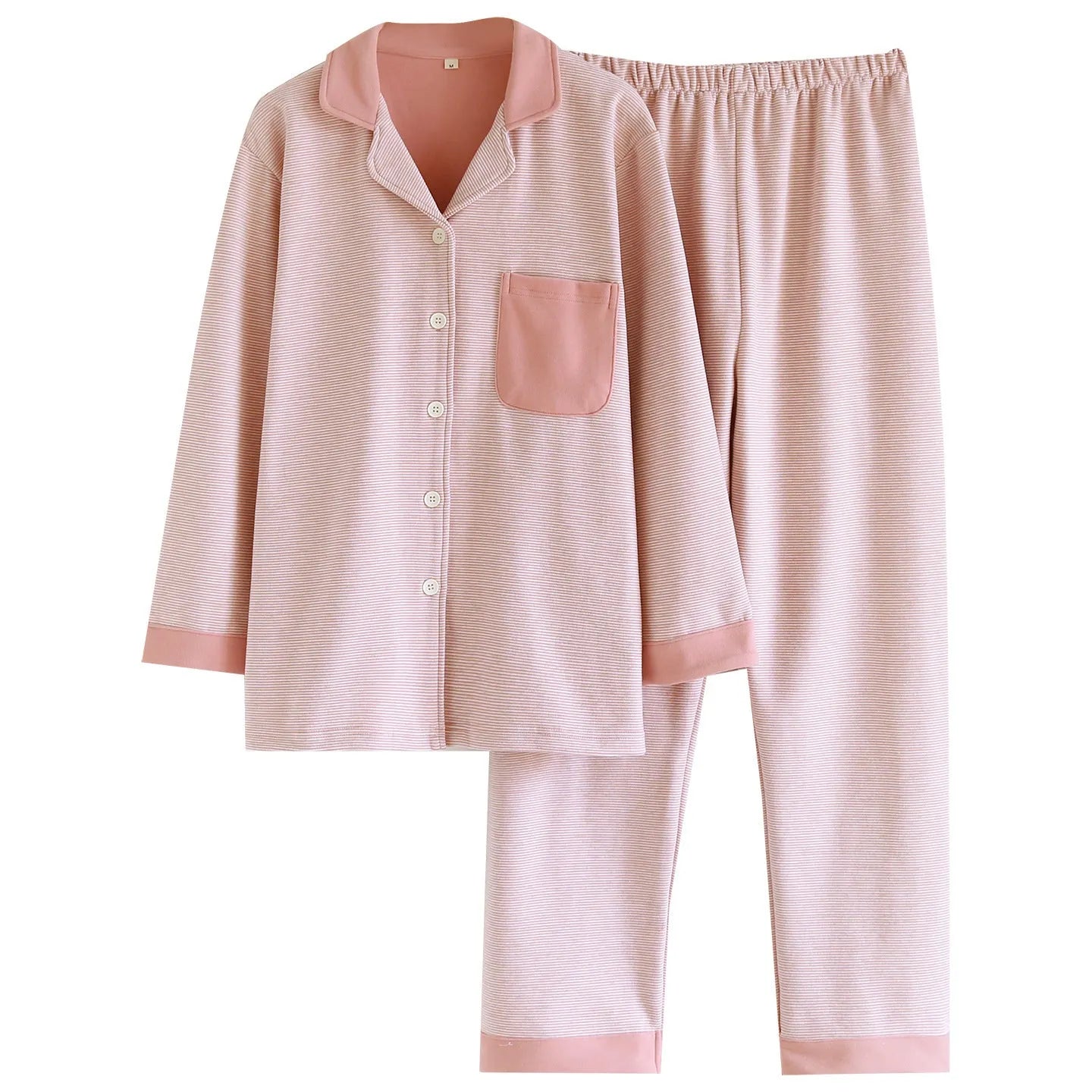 Simple casual loose long-sleeve pants homewear set in spandex for women, available in multiple colours and sizes