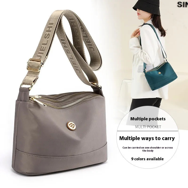 Casual messenger bag Oxford cloth large capacity crossbody shoulder bag soft nylon with multiple compartments