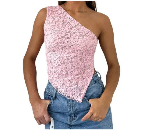 A stylish and comfortable backless lace top in a variety of colors, perfect for summer wear.