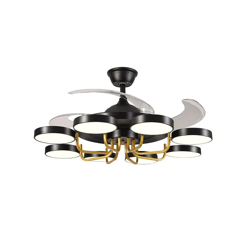 42-inch overhead fan lamp with LED three colour dimmable light, iron art and PC construction, white finish